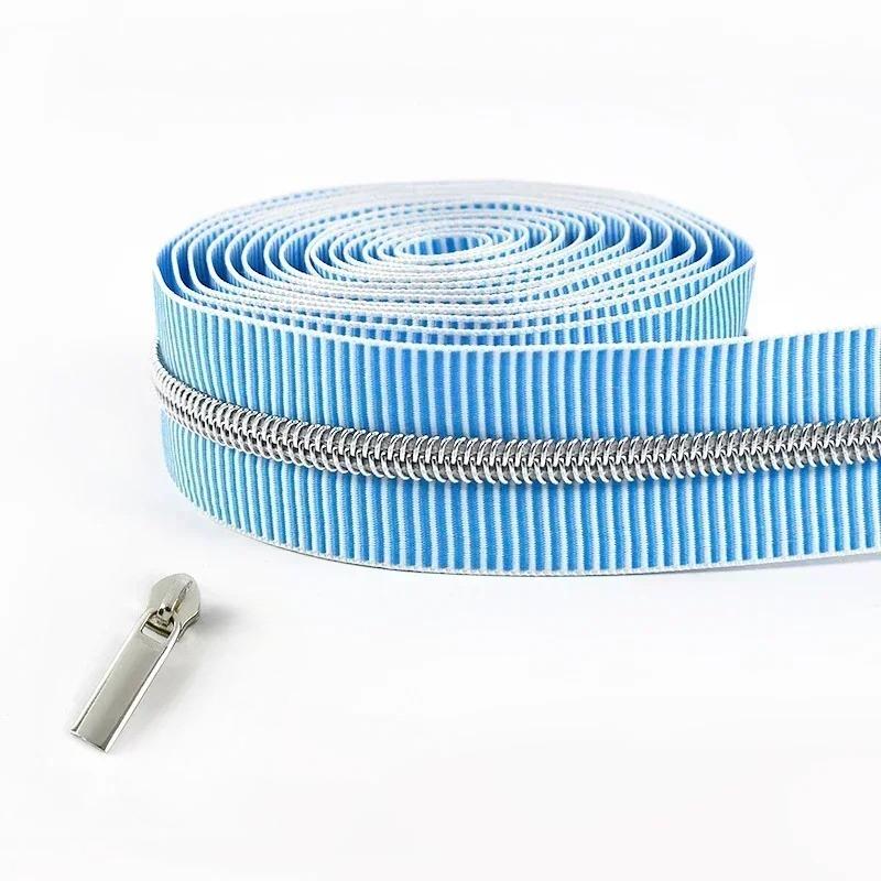 2-5Meters 5# Meetee Striped Nylon Zippers Tape for Sewing Plastic Roll Coil Zip By The Meter Zipper Closure Garment Accessories