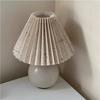 Vintage Pleated Table Lamp with LED E27 Tricolored Bulb Ceramic Base  AU US EU UK Plug Cute Decorative Night Light for Bedroom