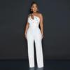 Women's New Fashion Solid Colour Jumpsuit Slim One-shoulder Wide-legged Trousers Models