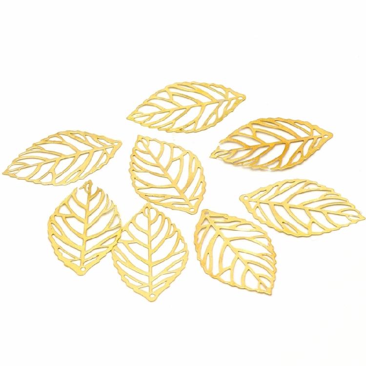 100Pieces Decorative Metal Filigree Leaves Mixed Size Leaves Jewelry Making Component Metal Craft Embellishments
