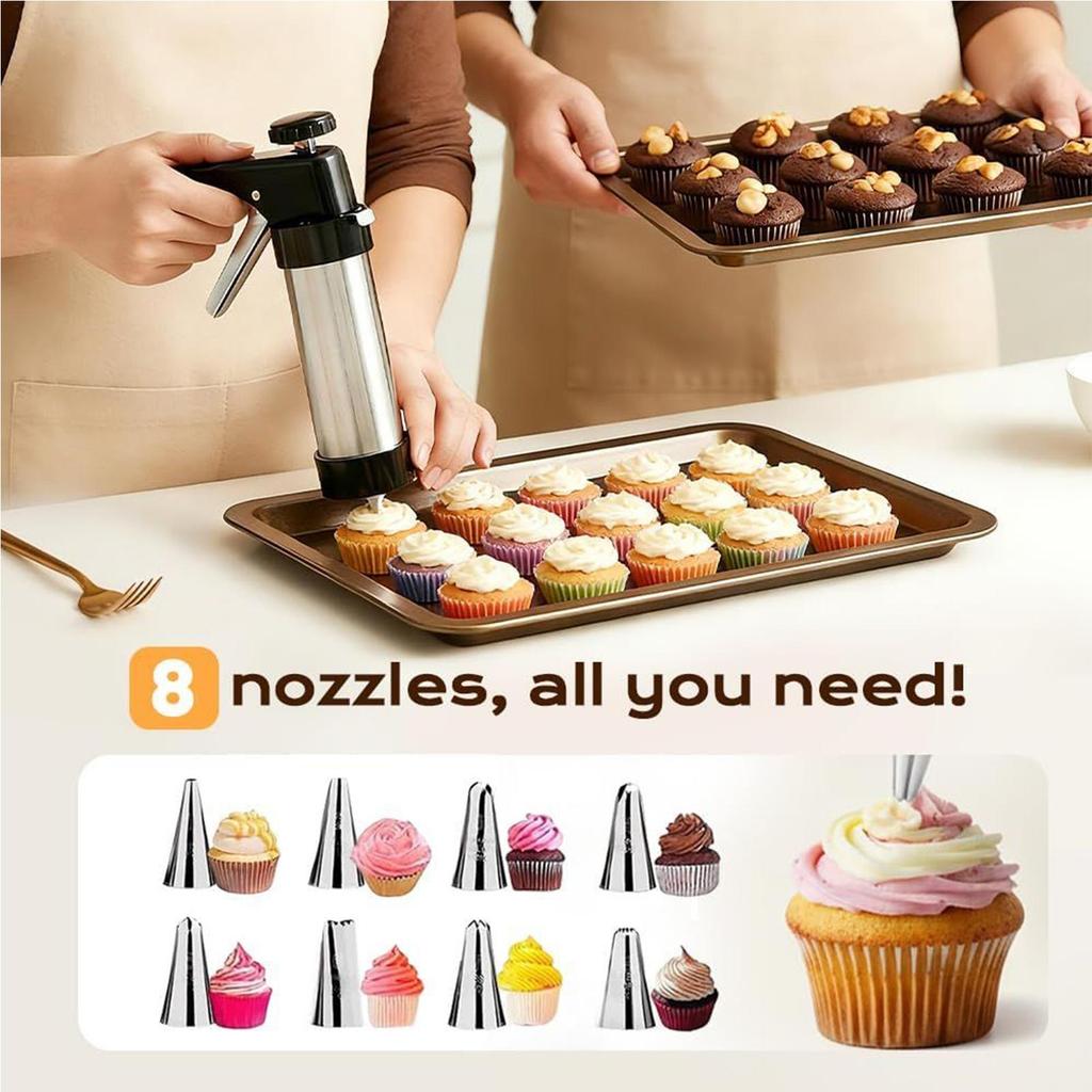 Stainless Steel Cookie Press Kit With 13 Discs & 8 Tips, Dough Mold For Baking Decorating Gingerbread, Holiday Cake Pancake Make