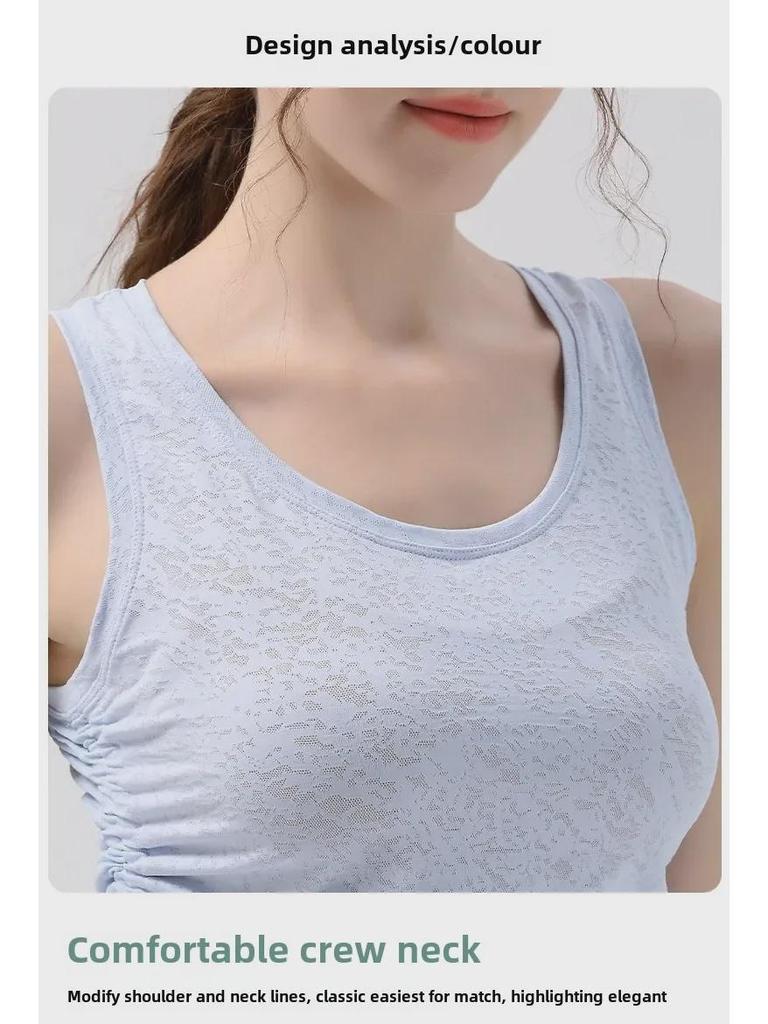 Women's Sleeveless Slim Fit Jacquard Sports Vest for Running, Yoga, and Pilates