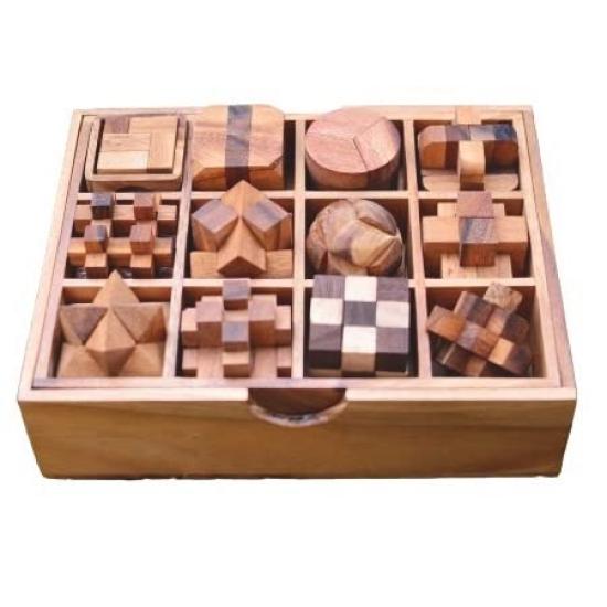 

Roost Wooden Puzzle, Set of 12 Wooden Puzzles, Wooden Box, Kongming Puzzle, 3D Puzzle, Brain Training