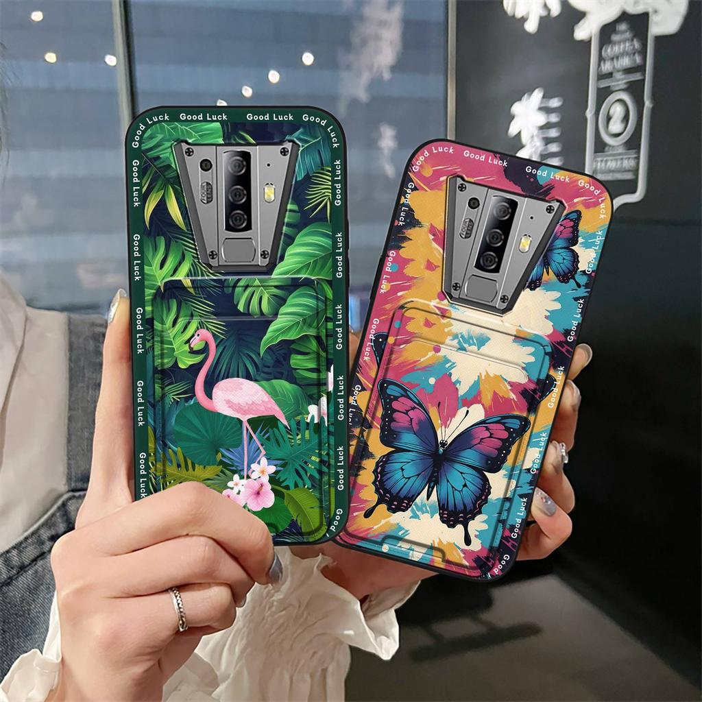 Cartoon Back Cover Phone Case For Blackview BV6900 Card Bag Graffiti Waterproof Soft Case Card Slot Silicone Shockproof
