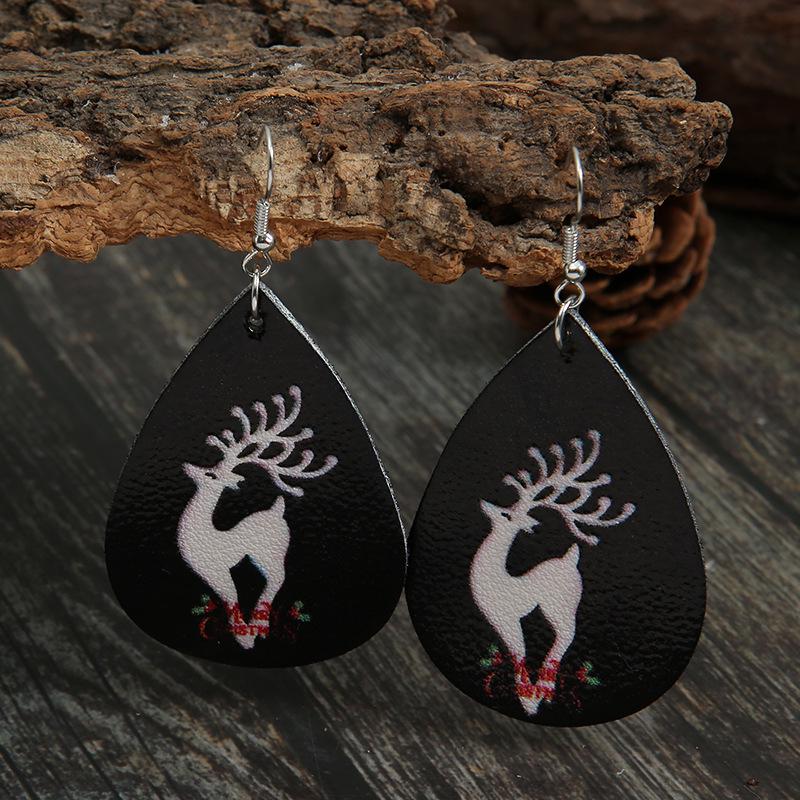Festive Reindeer Letter Leather Earrings - Women's Unique Christmas Jewelry