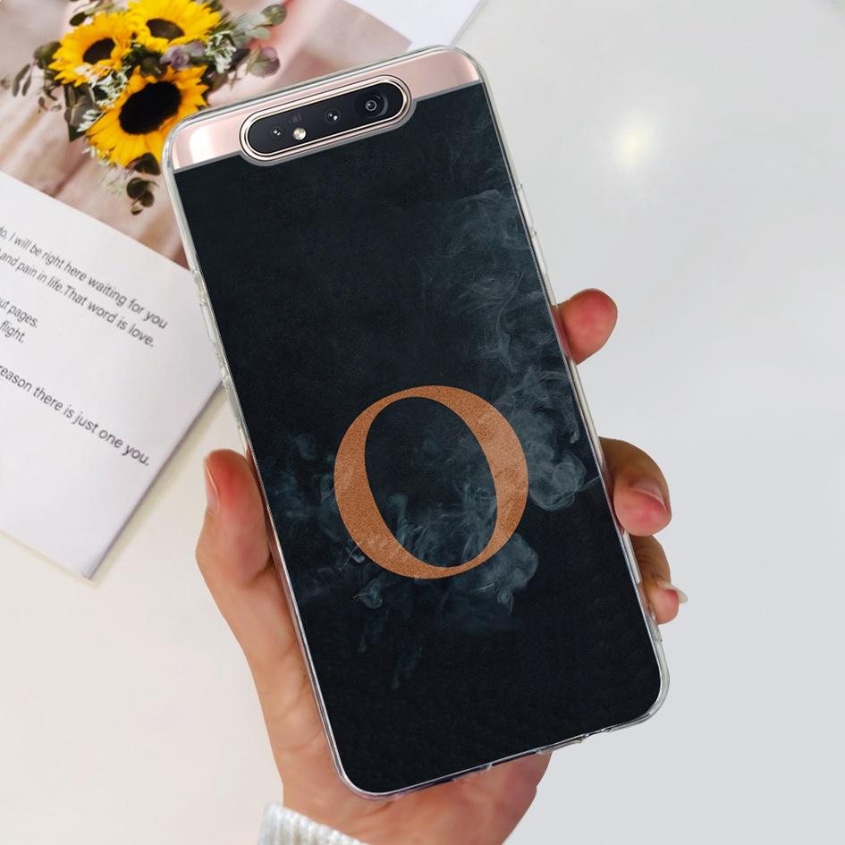 

For Samsung Galaxy A80 Case SM-A805F Cover Fashion Flower Letters Clear Soft Silicone Phone Cases For Samsung A 80 A90 4G Bumper Samsung A80