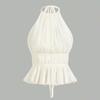 Sleeveless Chiffon Vest Tops Halter Women's Crop Top Fashion Lace-up Camisole  Beach