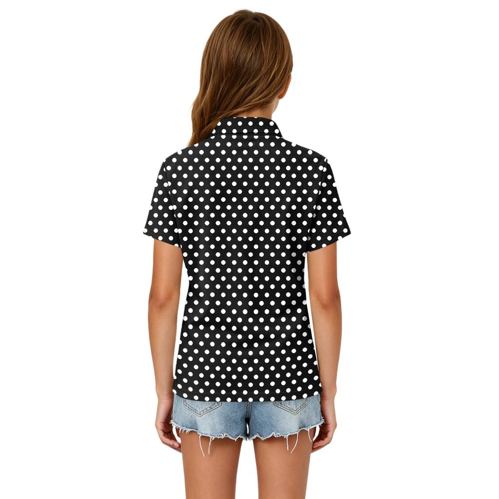 Girls Polka Dot School Uniform T-Shirt Casual Top for Everyday School Wear