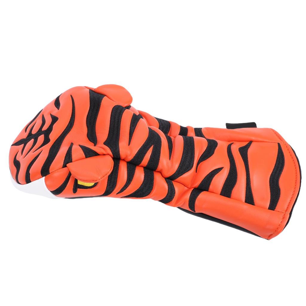 Wood Club Head Cover Cartoon Tiger Water Proof PU Club Headcover with Plush Lining Elastic Band