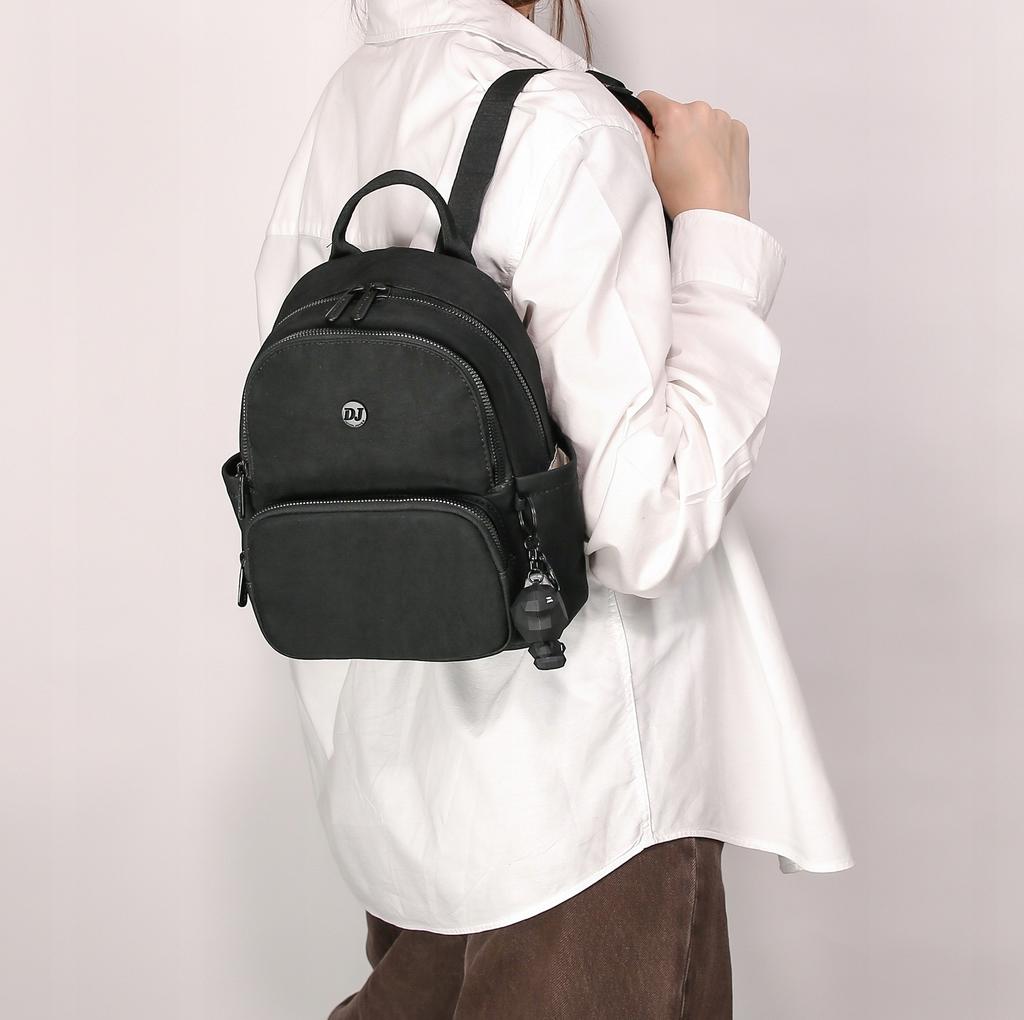 David Jones Women's Small City Backpack, Eco-leather, Black