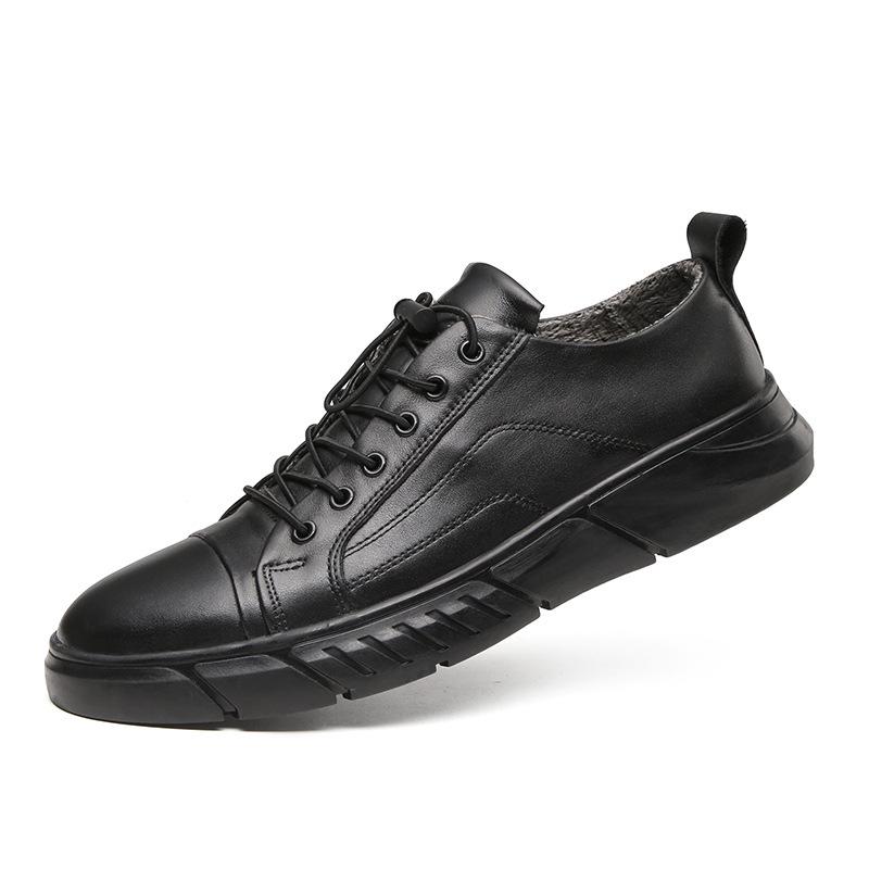 Men s Trendy British-Style Cowhide Leather Shoes, Autumn 2020 Casual Large Size 44
