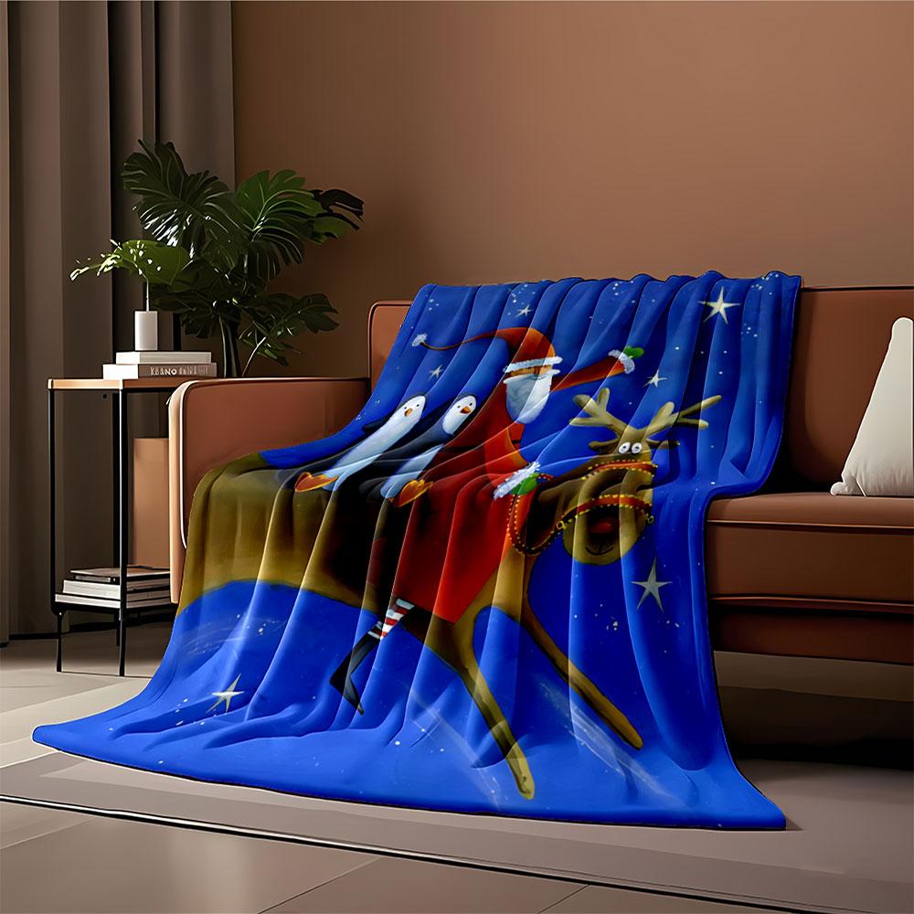 Santa and Reindeer Blanket for all seasons blanket lunch break throw gift