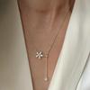 Women's Light Luxury Flower Tassel Necklace - Adjustable Clavicle Chain with Sweet, Simple Design