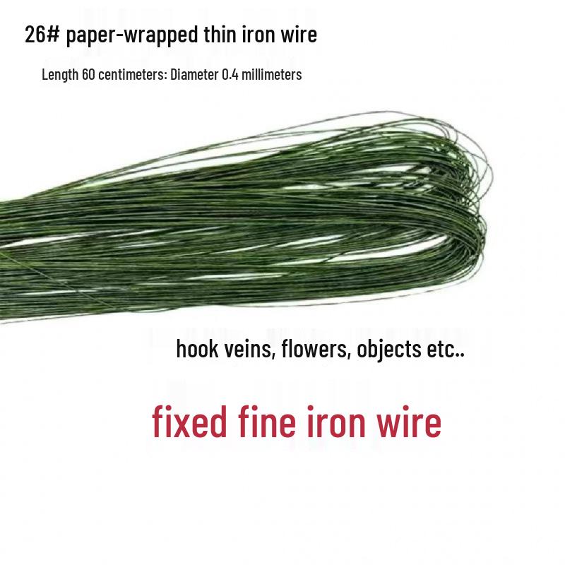 Green Iron Wire for Flower Stems and Crafts: Fine Leaf Vein Rods for DIY Paper Flowers and Stockings.
