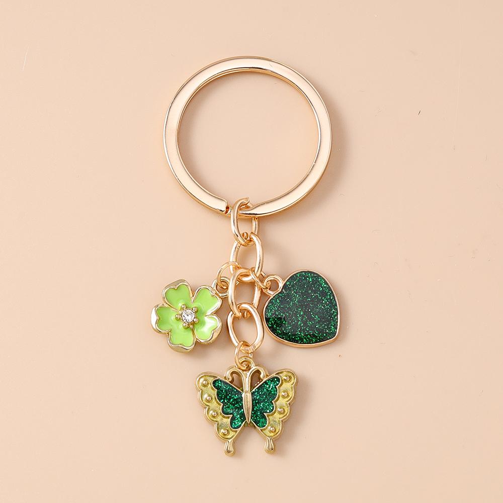 Cute Butterfly Keychain Women Girls Love Heart Flower Key Ring Pendants for Handbag Decor DIY Handmade Key Chain Jewelry Gifts