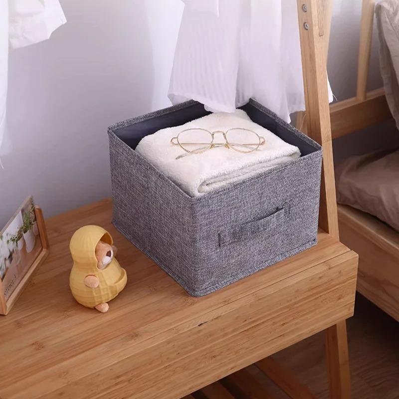 Cotton Linen Hanging Storage Bag Drawer Style Wardrobe Organizer Box Clothes Organizer Holder Collapsible Hanging Storage Shelve