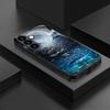 Moon Night Deep Sea Tempered Glass Phone Case Suitable for Samsung Galaxy S26 S25 S24 S22 S21 S20 FE/Ultra/Plus Anti Drop