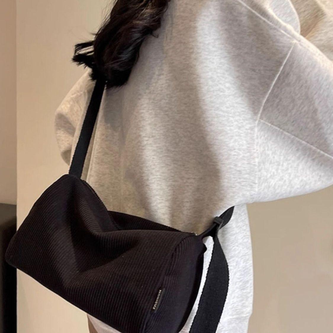 

Холщовая сумка для женщин Полосатая сумка через плечо Сумка через плечо для работы Осень и зима Сумка через плечо чёрный