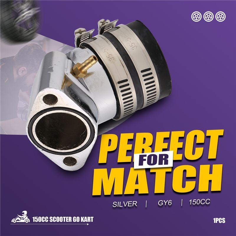 Engine Carburetor Aluminum Alloy Angled Adapter Inlet Intake Carb Manifold For GY6 150Cc Scooter Go Kart