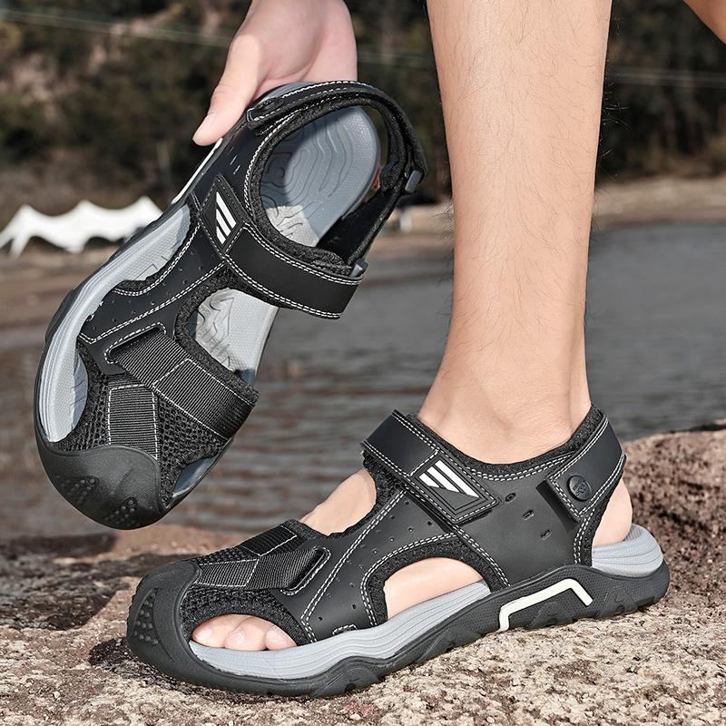 Fashion Summer Breathable Men's Bag Head Sandals Hollow Mesh Hole Shoes Outdoor Non-slip Lightweight Sports Leisure Beach Walking Shoe