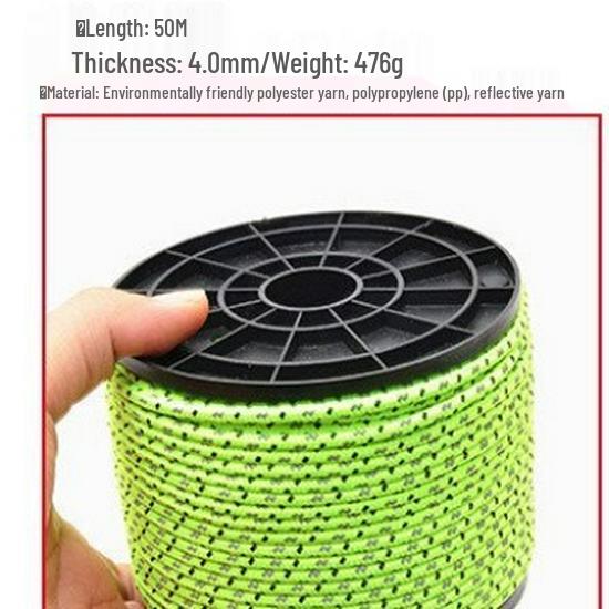 Reflektierende Outdoor-Markisenzelt-Abspannleinen - 50m Länge, 4mm Dicke, Winddicht für Camping und Strand