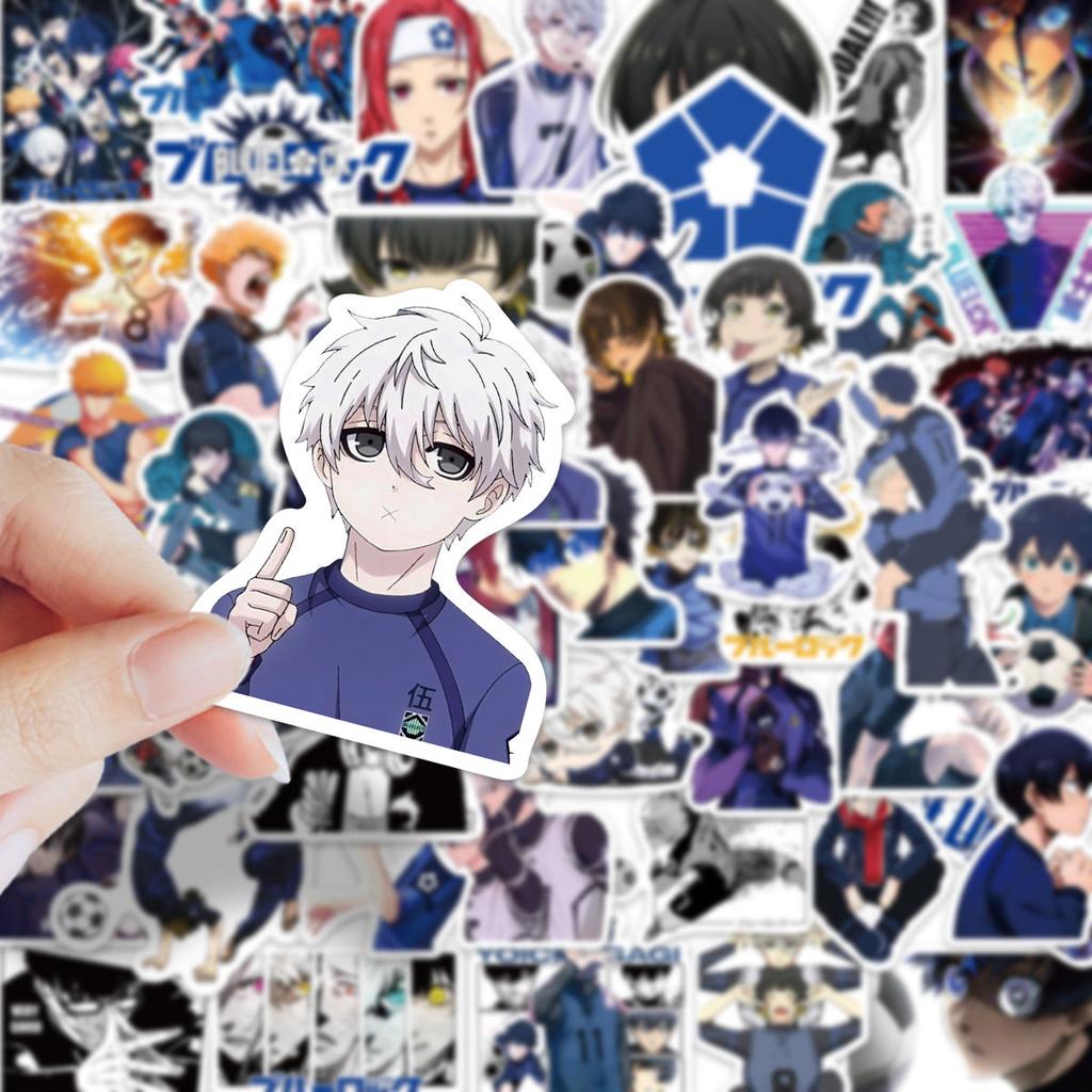 50 Pieces of Blue Prison Stickers Featuring Cartoon Anime Characters: Kazuma Kiyo, Hachiro Fura, and Renya Kunagami