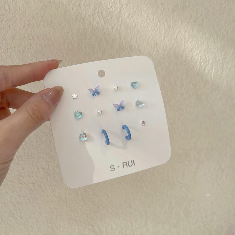 

Colorful Ceramic Ears Stud Earrings Set Heart Flower for Women Korean Style Girls Cute Elegant Party Jewelry 2024 New