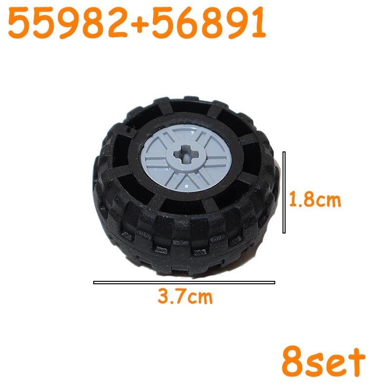 Full-size Tire Wheel Cross Hole Set Car Truck Wheels Hub Technical Bricks MOC Motorcycle Tyre & Rim Construction Building Blocks