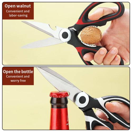 Evanda Kitchen Scissors, Set of 2, Stainless Steel, for Meat, Chicken Bones, Vegetables, and Fish, Multi-Purpose Scissors, Dishwasher Safe, Easy To Cl