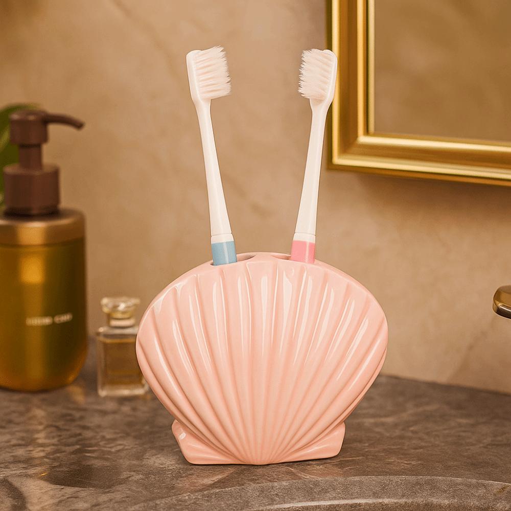 3D Toothbrush Holder Ceramic Toothbrush Seat Shell Shape Toothbrush Holder Children's Room