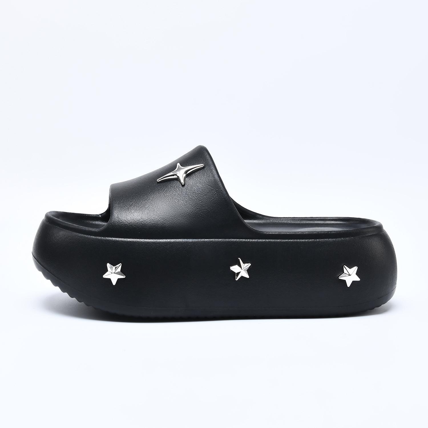 

Summer new thick-soled one-pedal slippers women s height increase wear-resistant beach fashion casual cool slippers 35-36 чорний