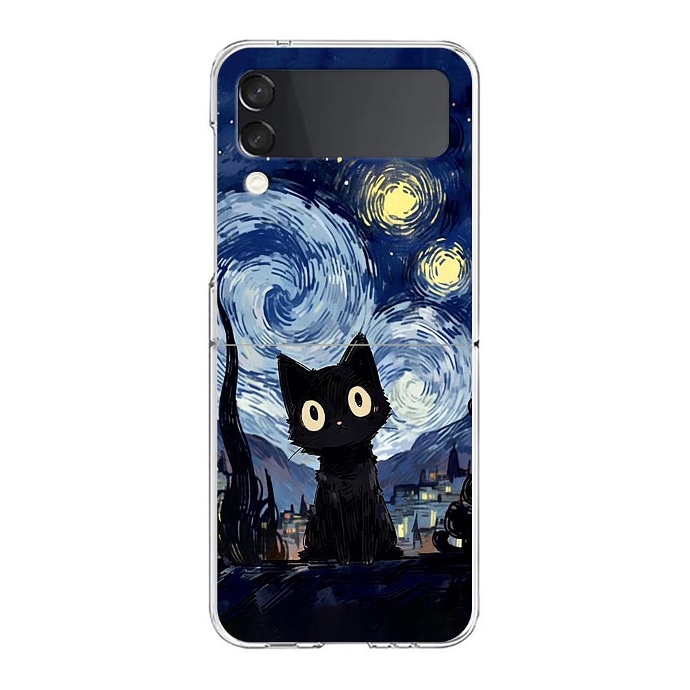 

Чехол для телефона Samsung Galaxy Z Flip 3 4 5-складной прочный чехол из ПК для Galaxy Z Flip 3 5 прозрачный чехол ретро картина маслом Ван Гога Galaxy Z Flip 4