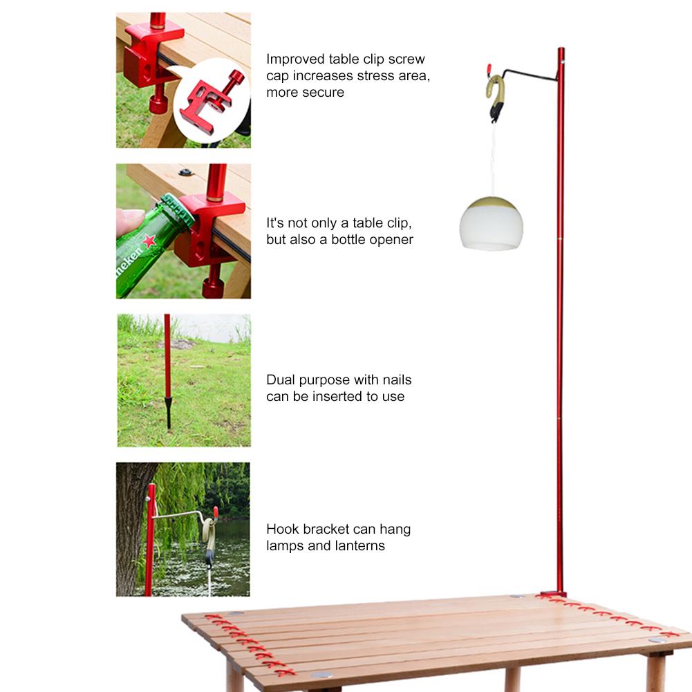 Adjustable Foldable Lamp Rod Desk Clamp Light Holder Pole for Camping BBQ Hiking Outdoor Searchlight Camping Lantern Lamp