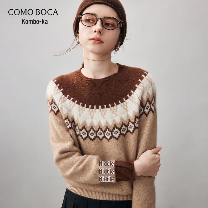 Kemengboka Women's Thickened Fair Isle Cashmere Sweater