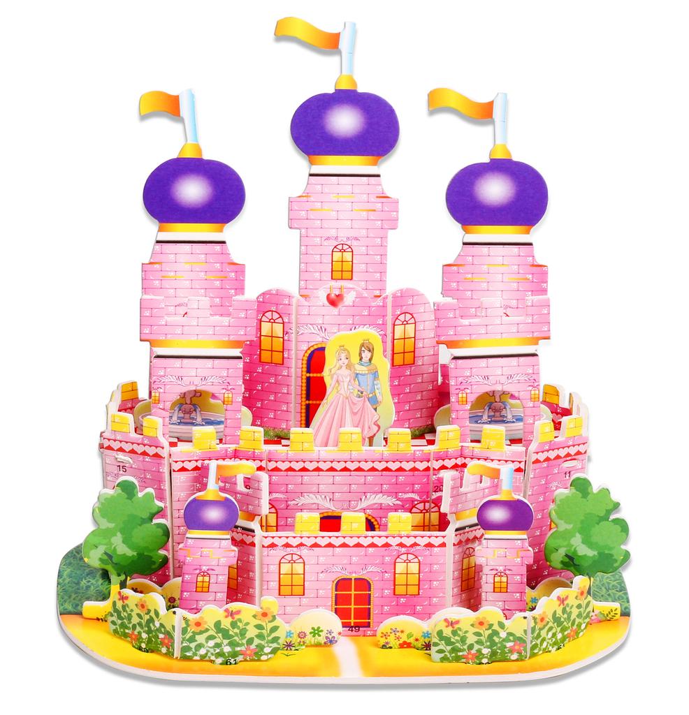 Kids 3D Stereo Puzzle Cartoon House Castle Building Model DIY Handmade Early Learning Educational Toys Gift for Children