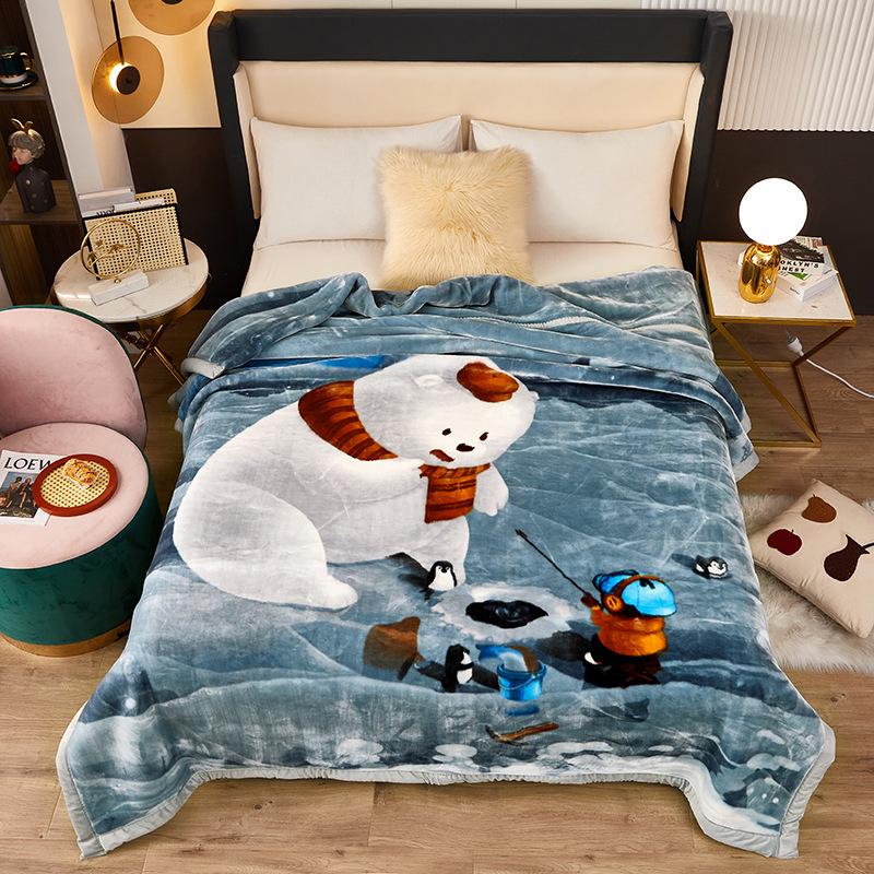 Double-Layer Thickened Raschel Blanket - Super Soft Anti-Static Fleece for Autumn/Winter, Perfect Wedding Gift.
