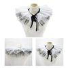 Vintage Ruffle Fake Collar Victorian Black White Tulle Shawl Necklace for Women
