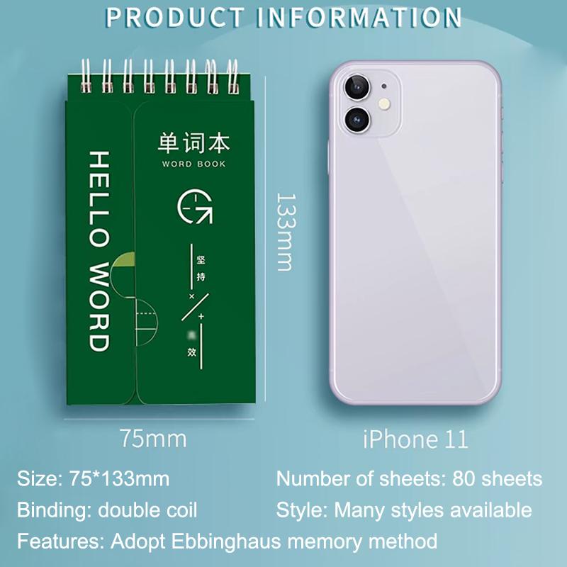 Portable Mini Notebook Pocket Vocabulary Word Book Spiral Notebook Languages Learning Word Check Book School Stationery