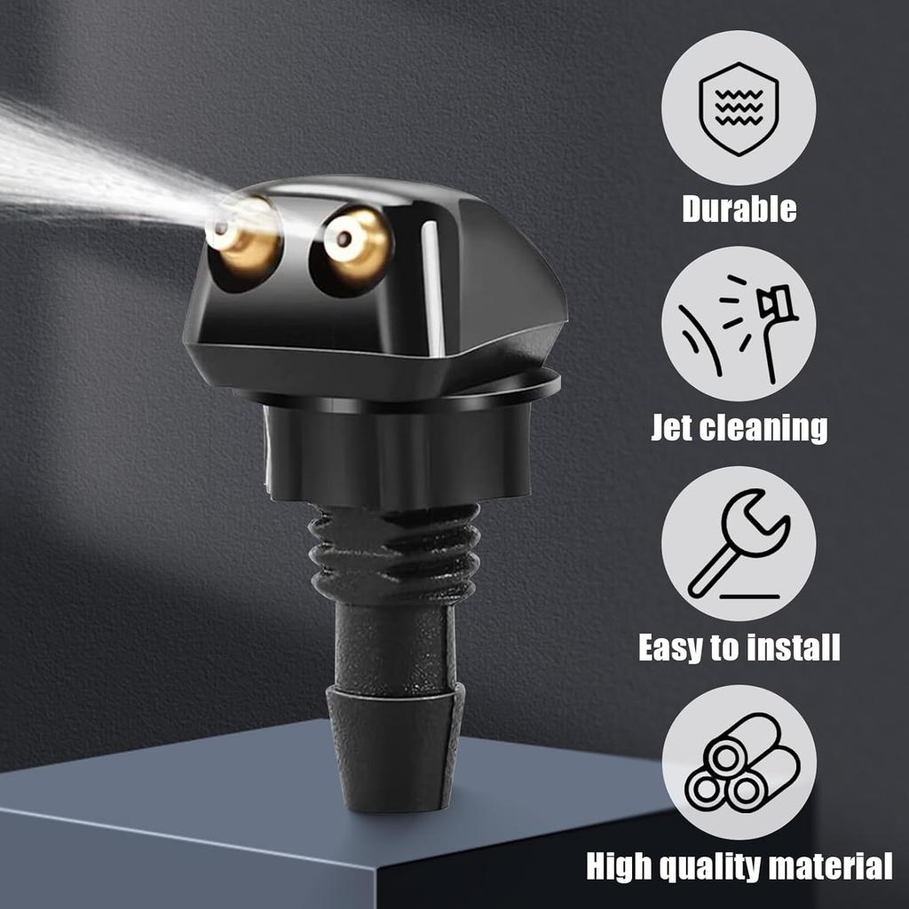 2 Pack Front Windshield Washer Nozzles Kit, Including Adapters And Hoses