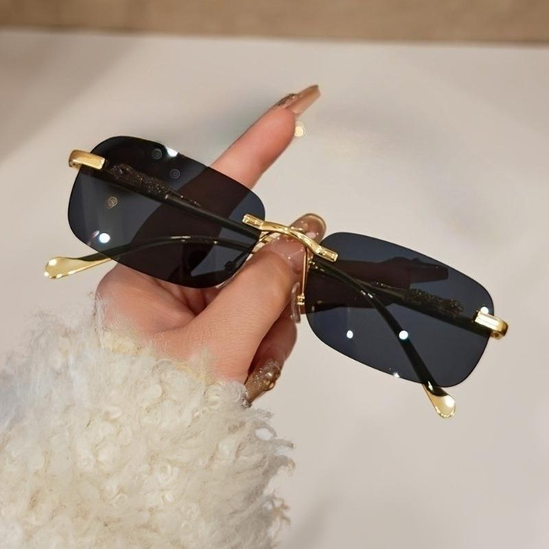 1Pcs Retro Sunglasses Men Fashion Rimless Sun Glasses Shades Cutting Lens Frameless Eyeglasses