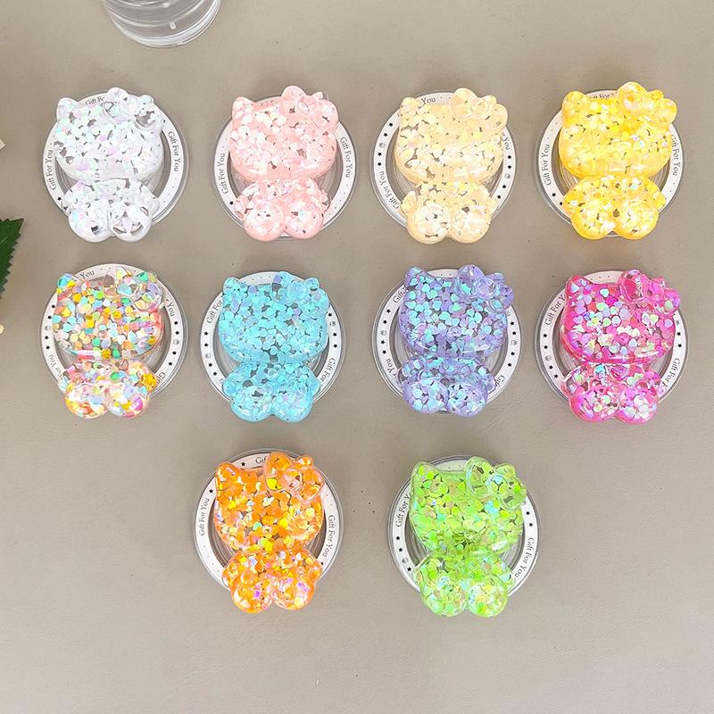 Creative Sequined Mobile Phone Airbag Bracket Magnetic Suction Retractable Magsafe Cartoon Kt Cat Drama Desktop Bracket