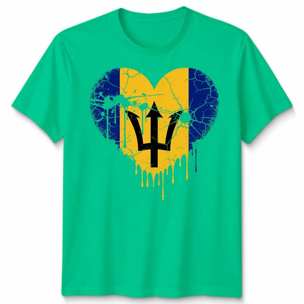 Love Barbados Flag Barbadians Day Football Unisex Cotton Tshirt Bajan Pride Gift S