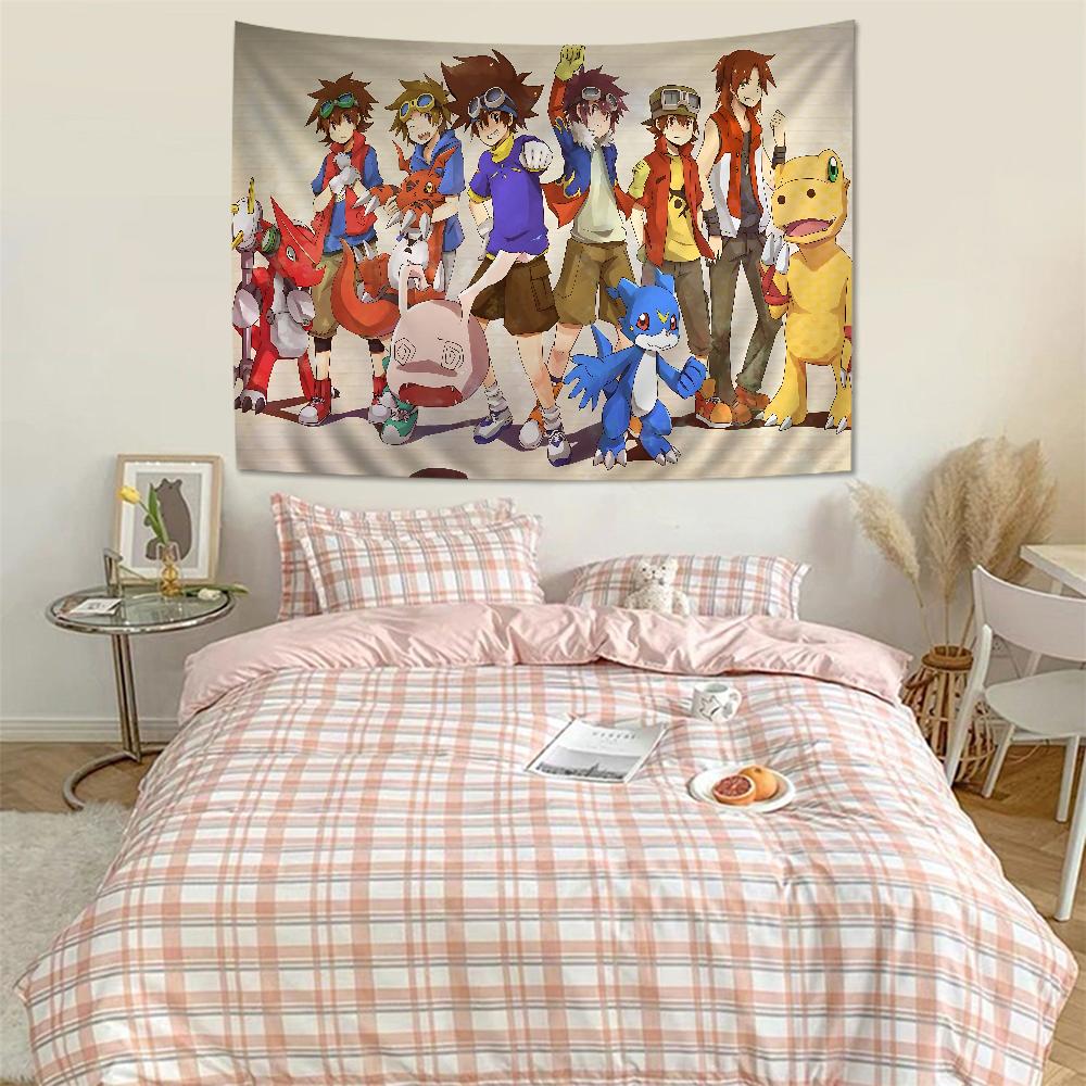 DDigimonS CARTOON Buntes Wandbehang-Gobelin Günstiger Hippie-Wandbehang Böhmische Wandteppiche Mandala-Wandbehang-Blätter