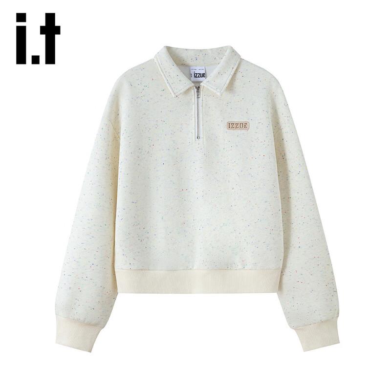 Women s Speckled Half-Zip Stand Collar Sweatshirt M