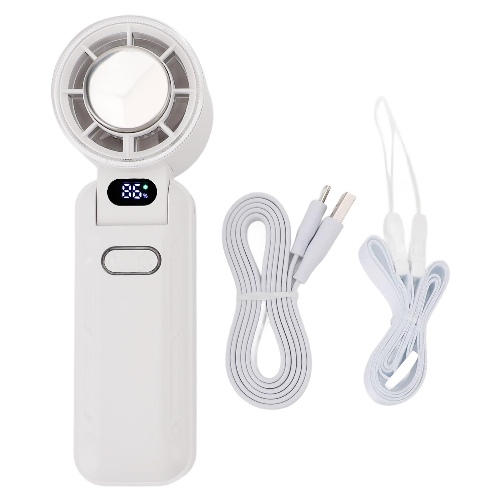 

Портативный ручной вентилятор 5 скоростей складной тихий перезаряжаемый мини высокоскоростной охлаждающий вентилятор с цифровым дисплеем белый