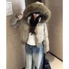 Women's Winter Retro Navy Blue Hooded Cotton-Padded Jacket - Thick & Warm Design
