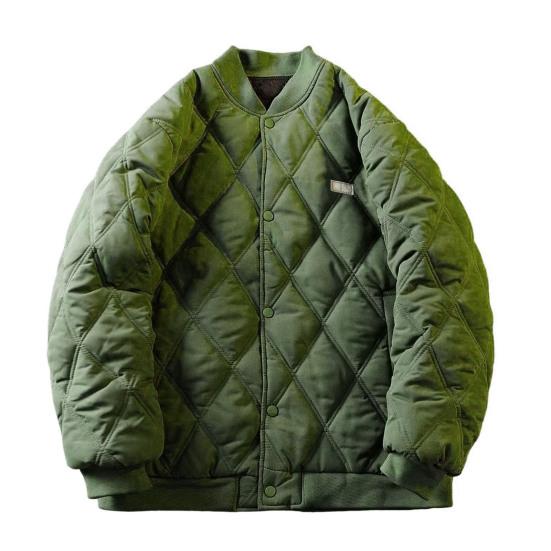 Męska kurtka typu bomber, pikowana kurtka baseballowa Varsity, zimowa, ciepła, ocieplana kurtka, swobodny, luźny krój, odzież wierzchnia do codziennej pracy na ulicy