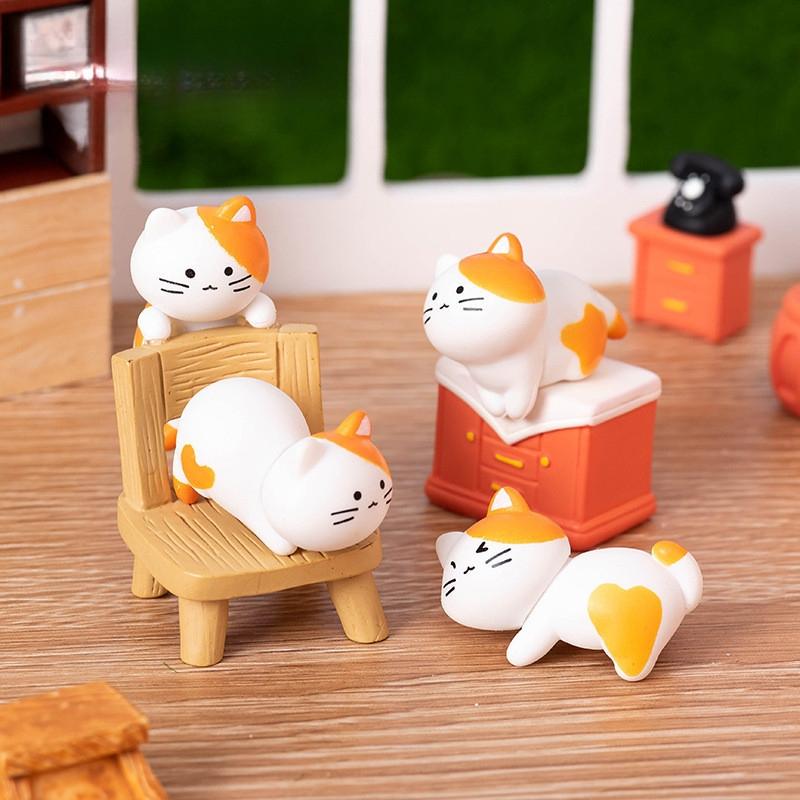 8Pcs Cartoon Cat Miniatures Resin Ornaments Fairy Garden Decoration Moss Terrarium Micro Landscape