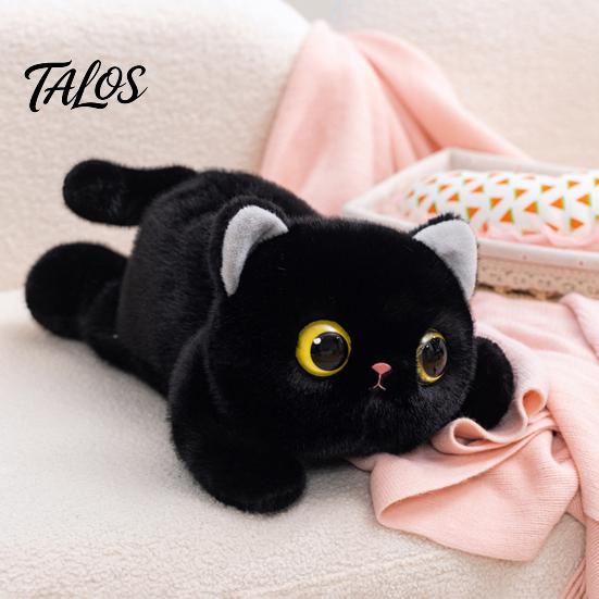 Durable Plush Keychain Cute Black Cat Pillow Soft Siamese Kitten Stuffed Animal with Touch Accessory PP Cotton Cuddly Bedroom Decor Birthday Gift for