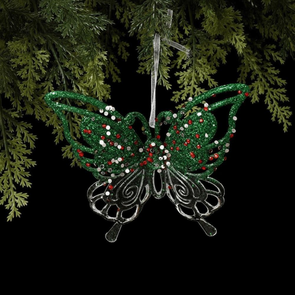 Glitter Dust Finish Christmas Snowflake Ornament Semi-Green Glitter Xmas Tree Ornament Holiday